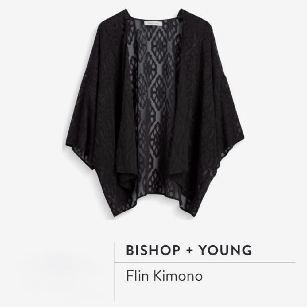 Anthropologie Bishop + Young Black Lace Flin Kimono